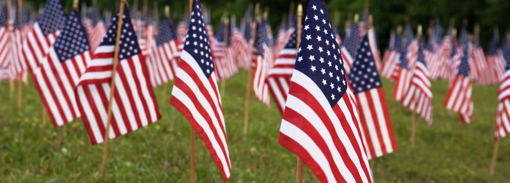 Field full of small American flags